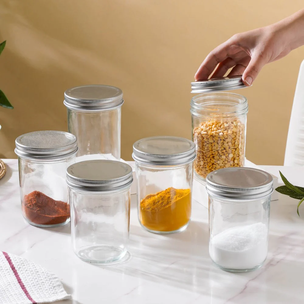 Glass Storage Jars With Lid Set Of 6 Large 400ml - Image 6