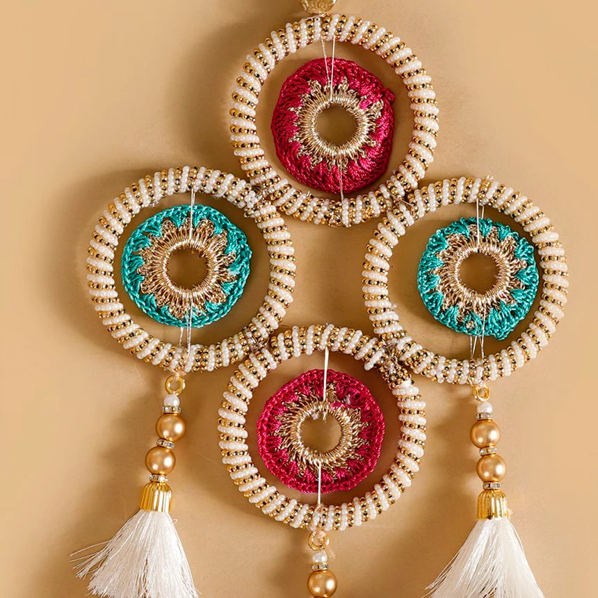 Gold Crochet Door Hangings Set Of 2 - Image 3