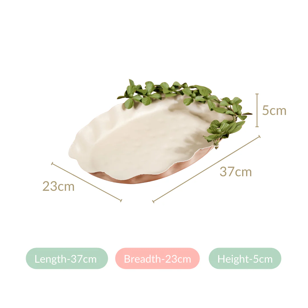 Green Garden Oval Decorative Metal Tray 15x9 Inch - Image 5