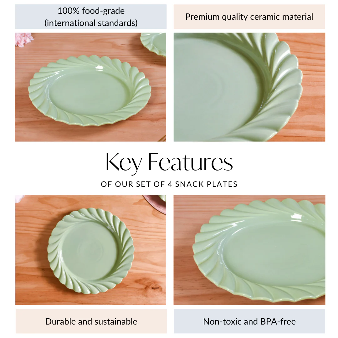Green Snack Plates Set Of 4 Lao Luxury 9 Inch - Image 4