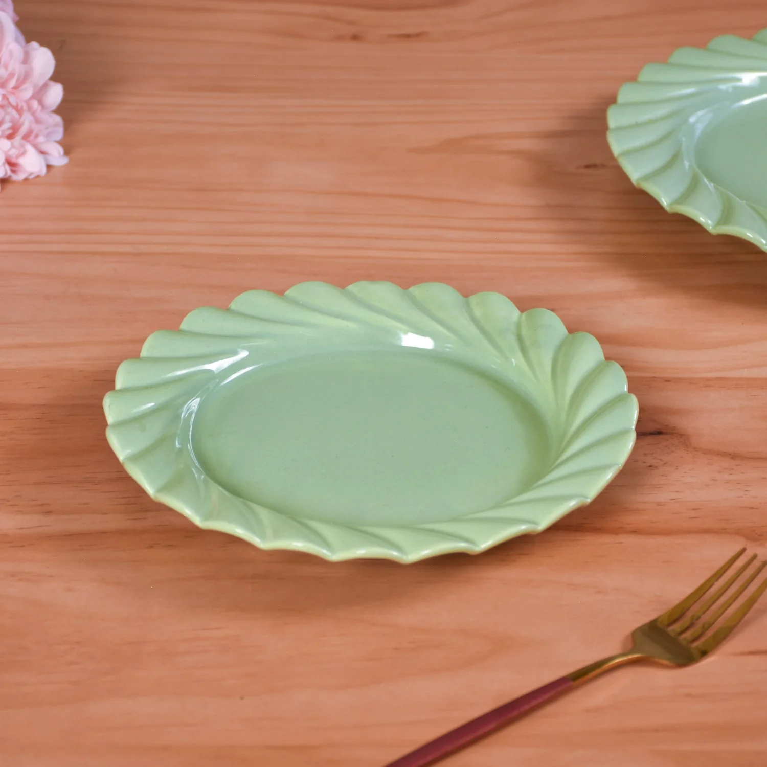Green Snack Plates Set Of 4 Lao Luxury 9 Inch - Image 8