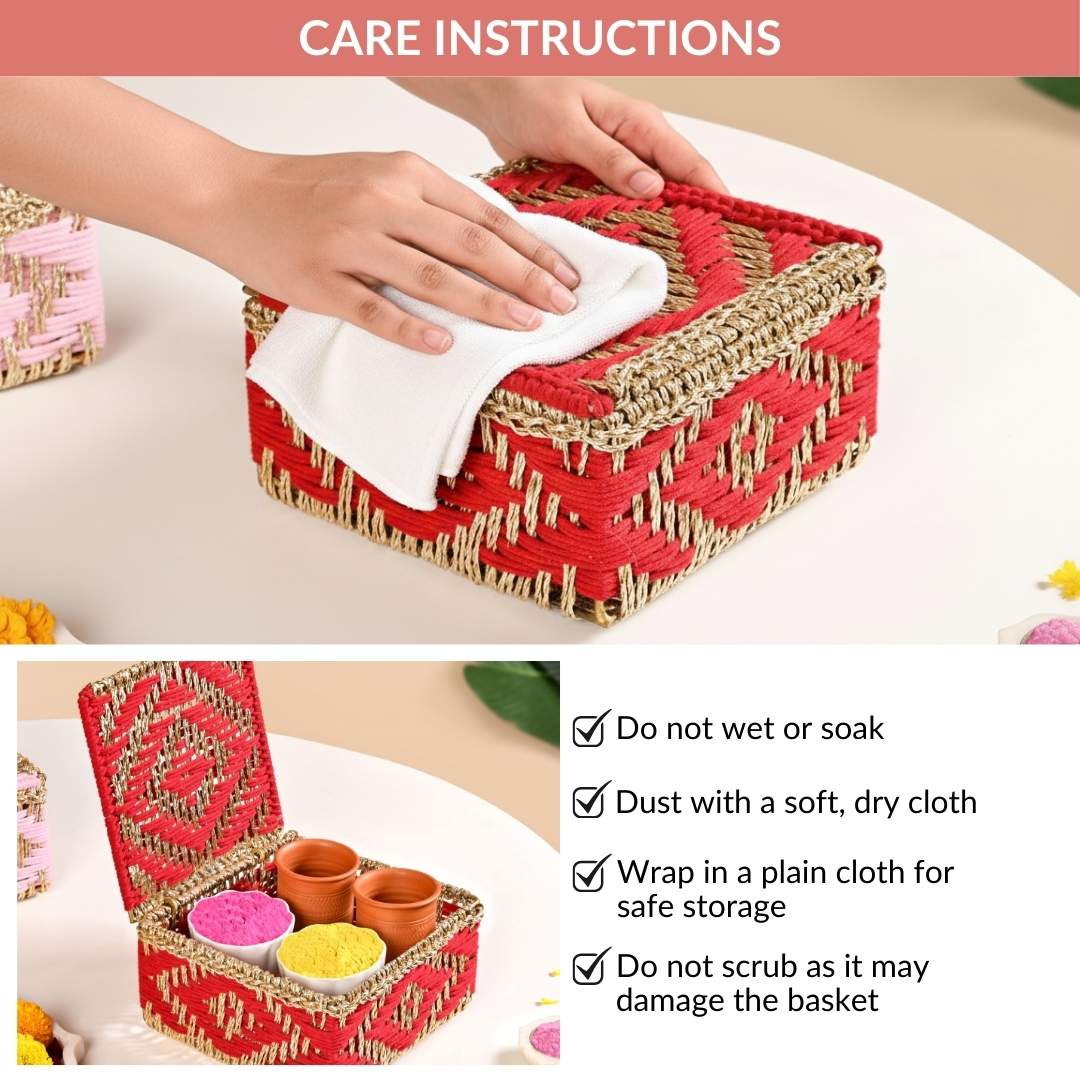 Handcrafted Festive Basket Gold And Red - Image 11