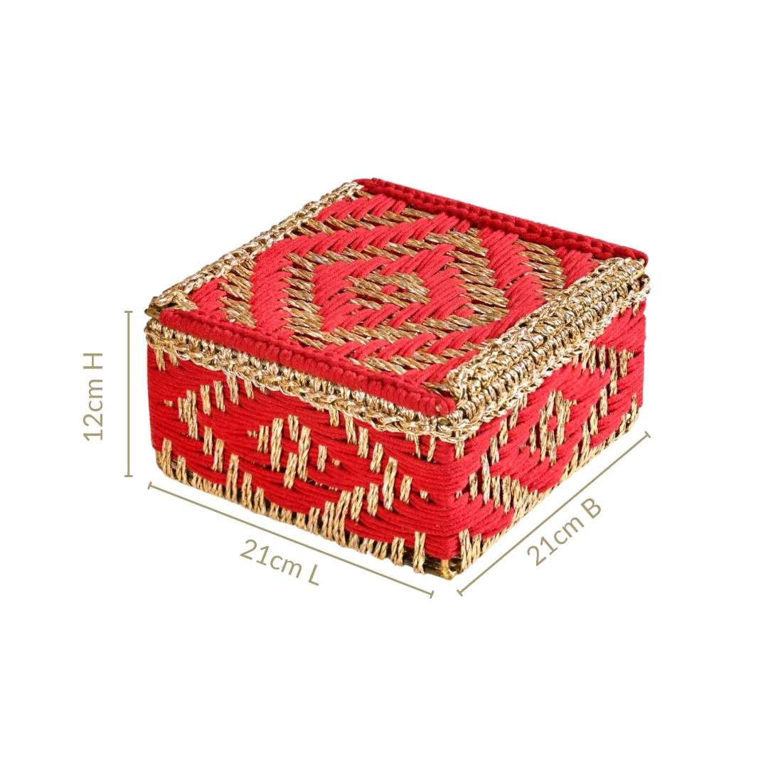 Handcrafted Festive Basket Gold And Red - Image 5