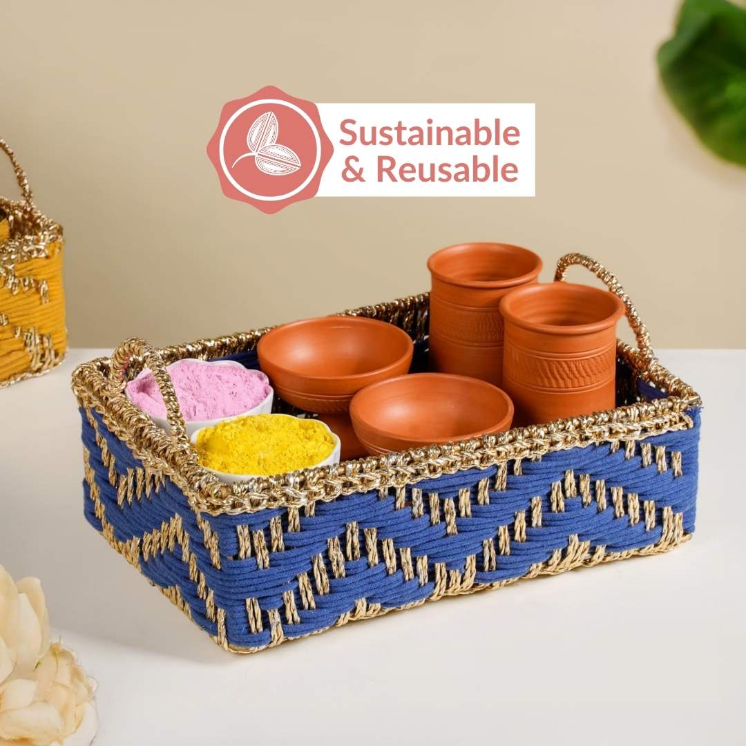 Handwoven Basket Blue - Image 10