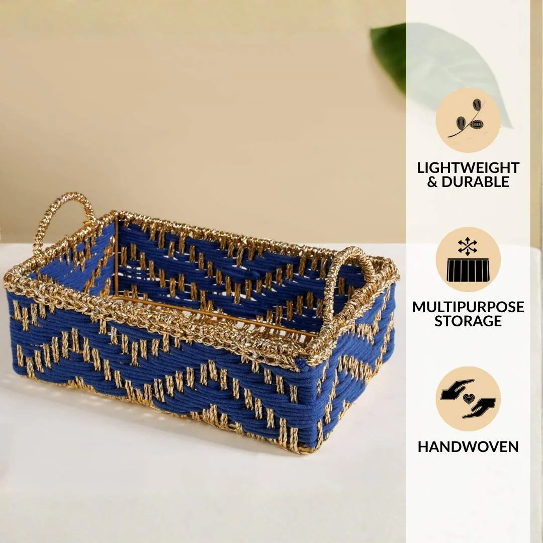 Handwoven Basket Blue - Image 3