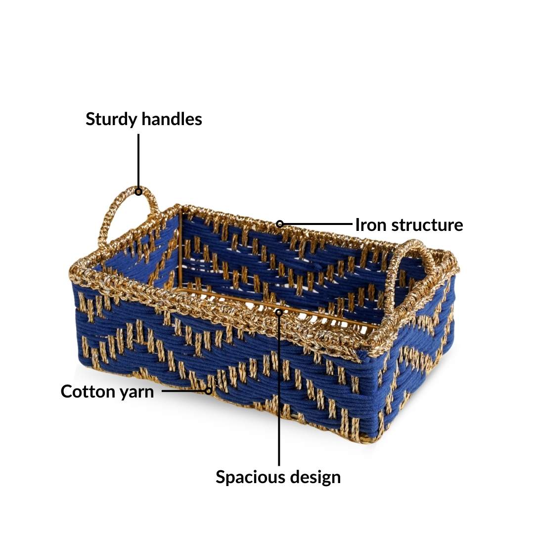 Handwoven Basket Blue - Image 4