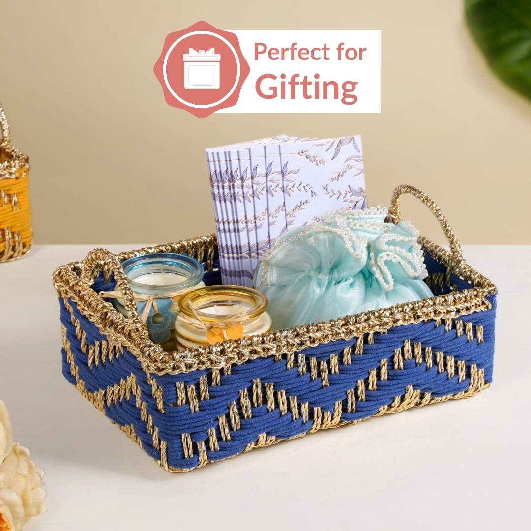 Handwoven Basket Blue - Image 6