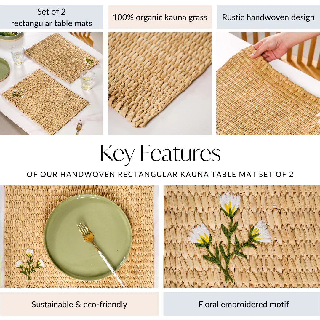 Handwoven Natural Kauna Grass Table Mat Set Of 2 - Image 5