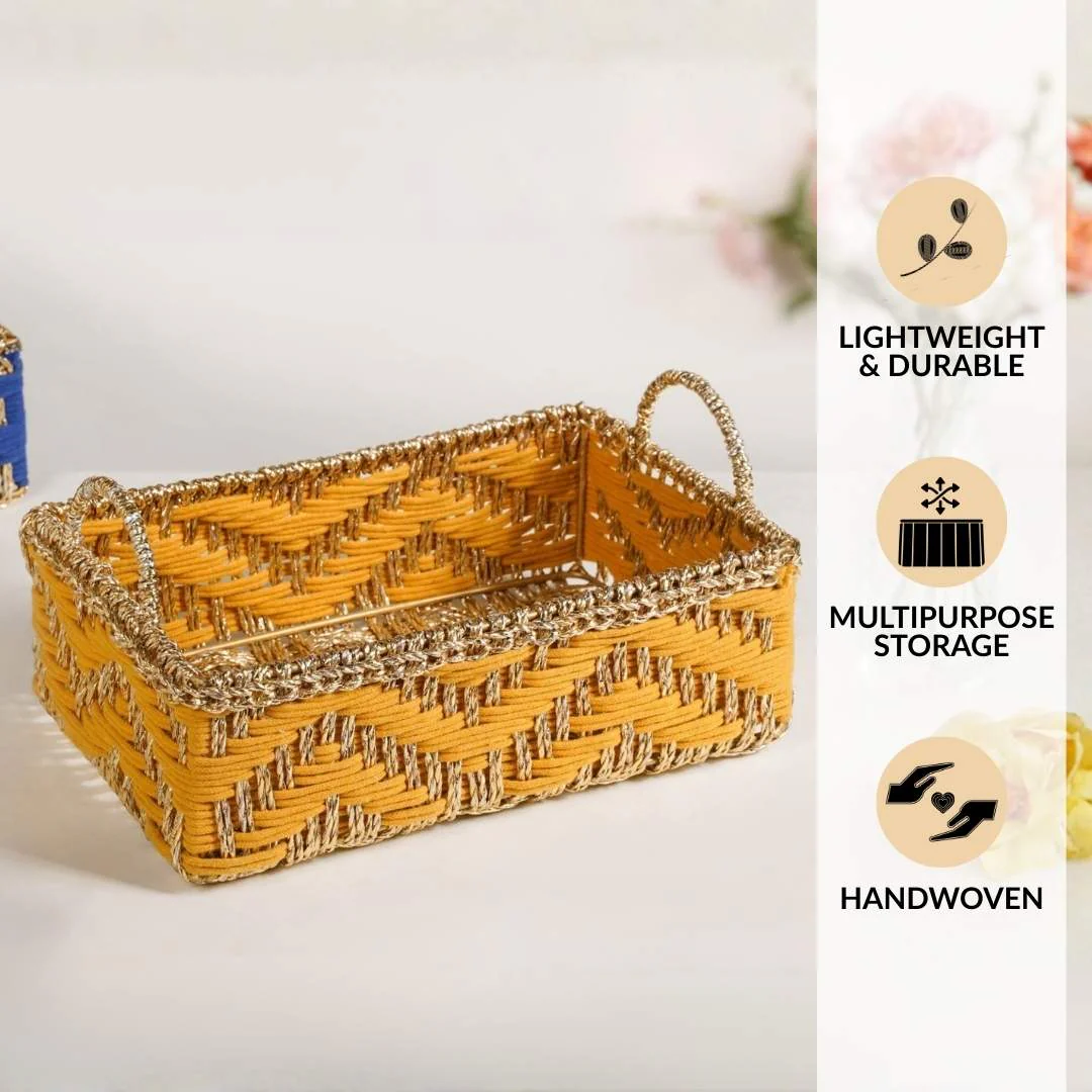 Handwoven Tray Yellow - Image 3