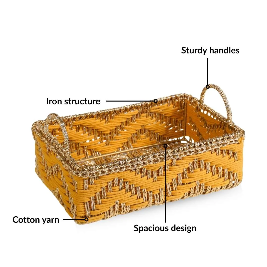 Handwoven Tray Yellow - Image 4