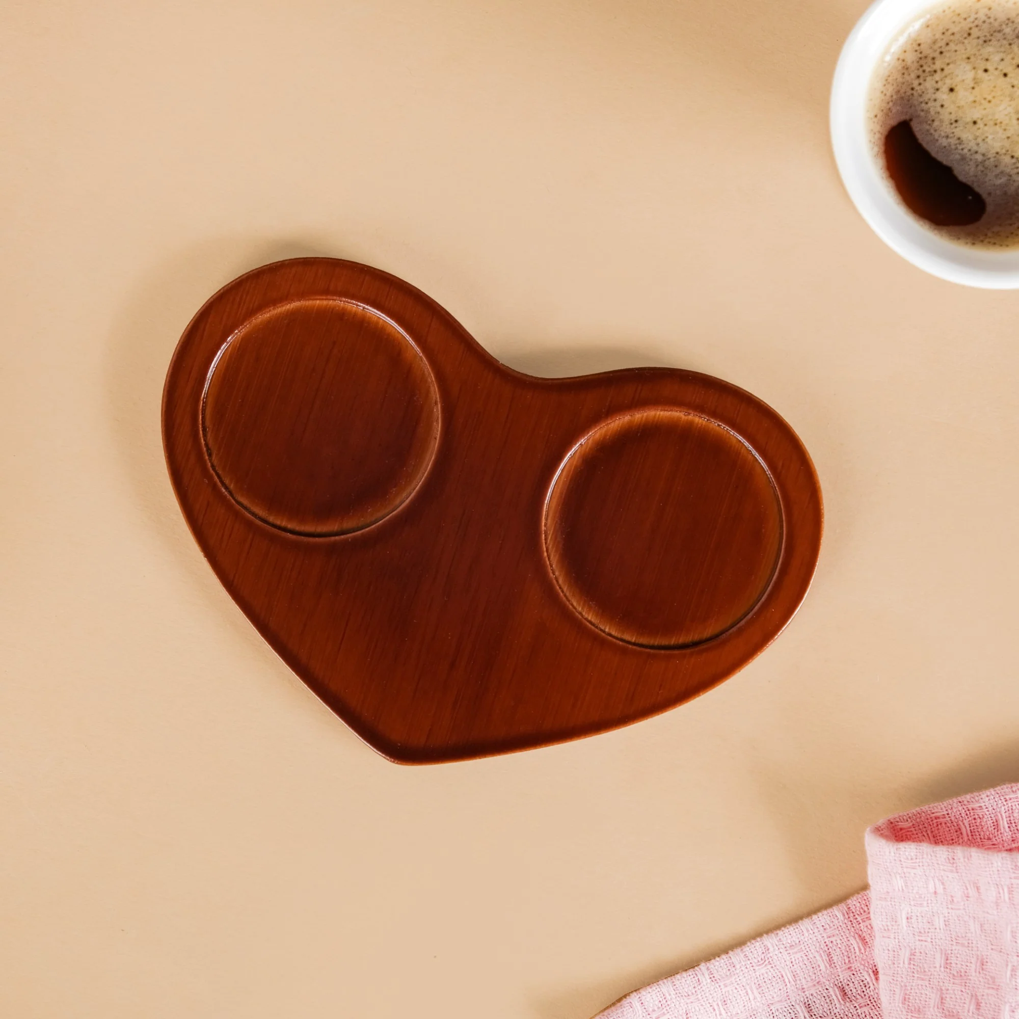 Heart Wooden Tray With 2 Cups 100ml - Image 8