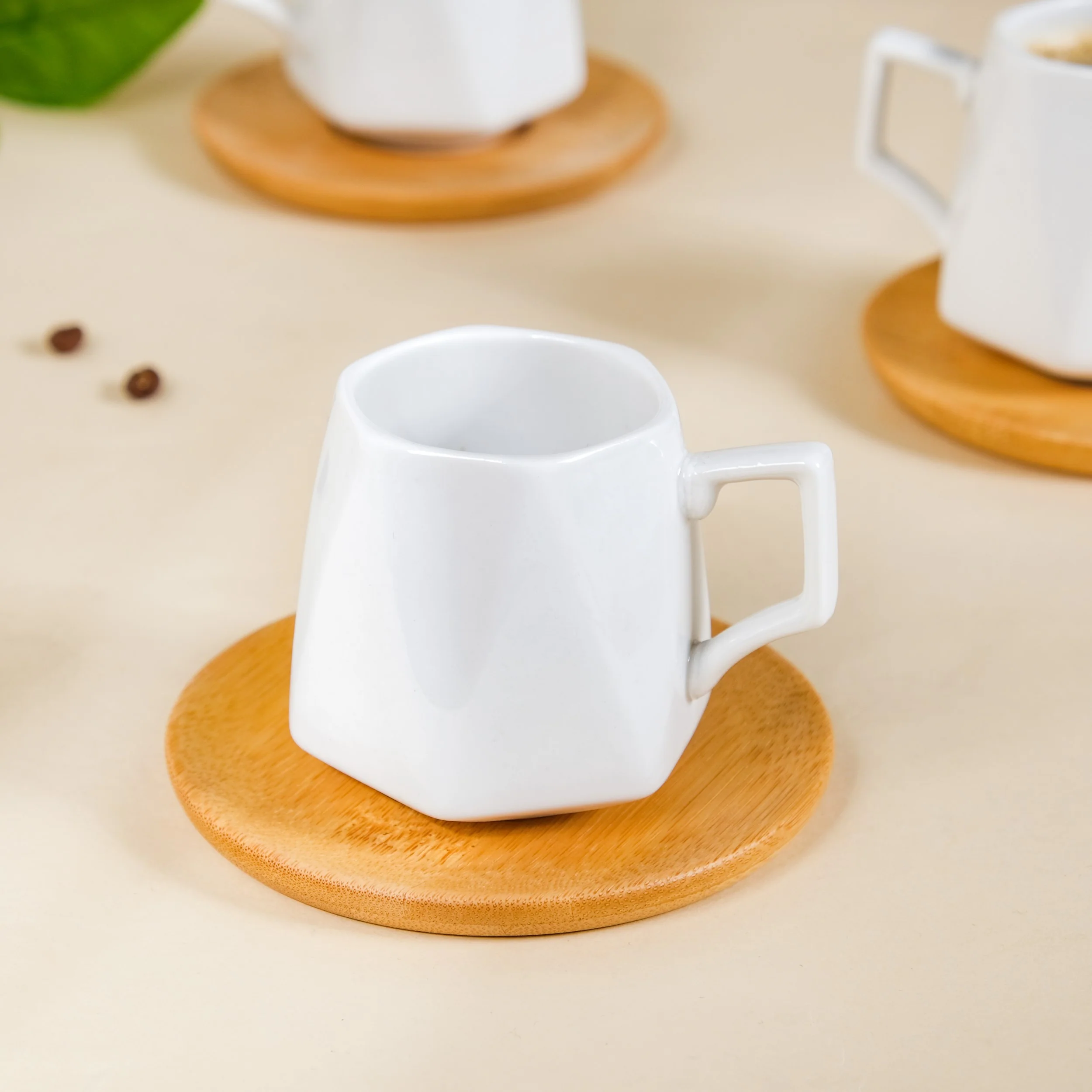 Hexagon Small Ceramic Cup And Saucer Set Of 6 100ml - Image 8
