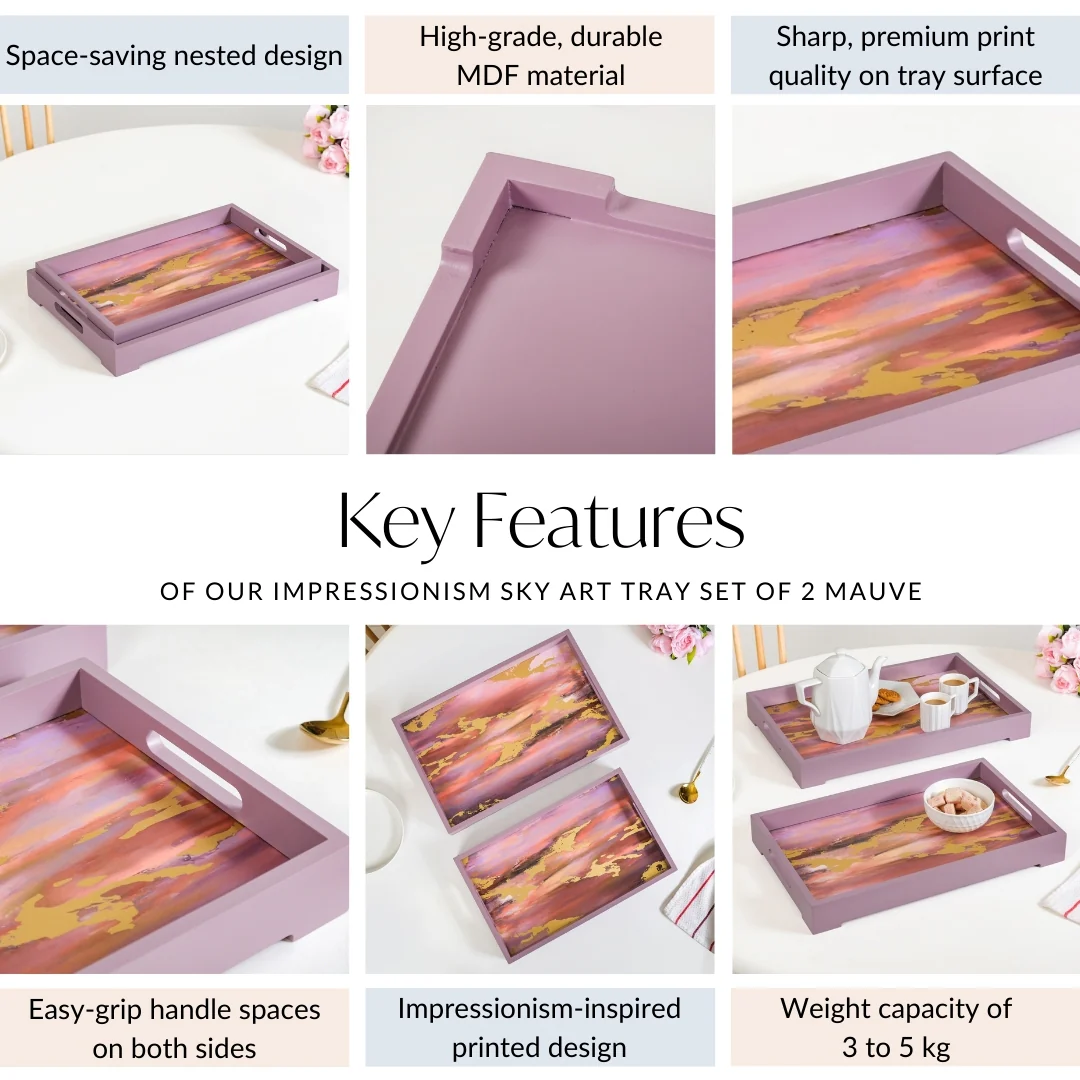 Impressionism Sky Art Tray Set Of 2 Mauve - Image 5