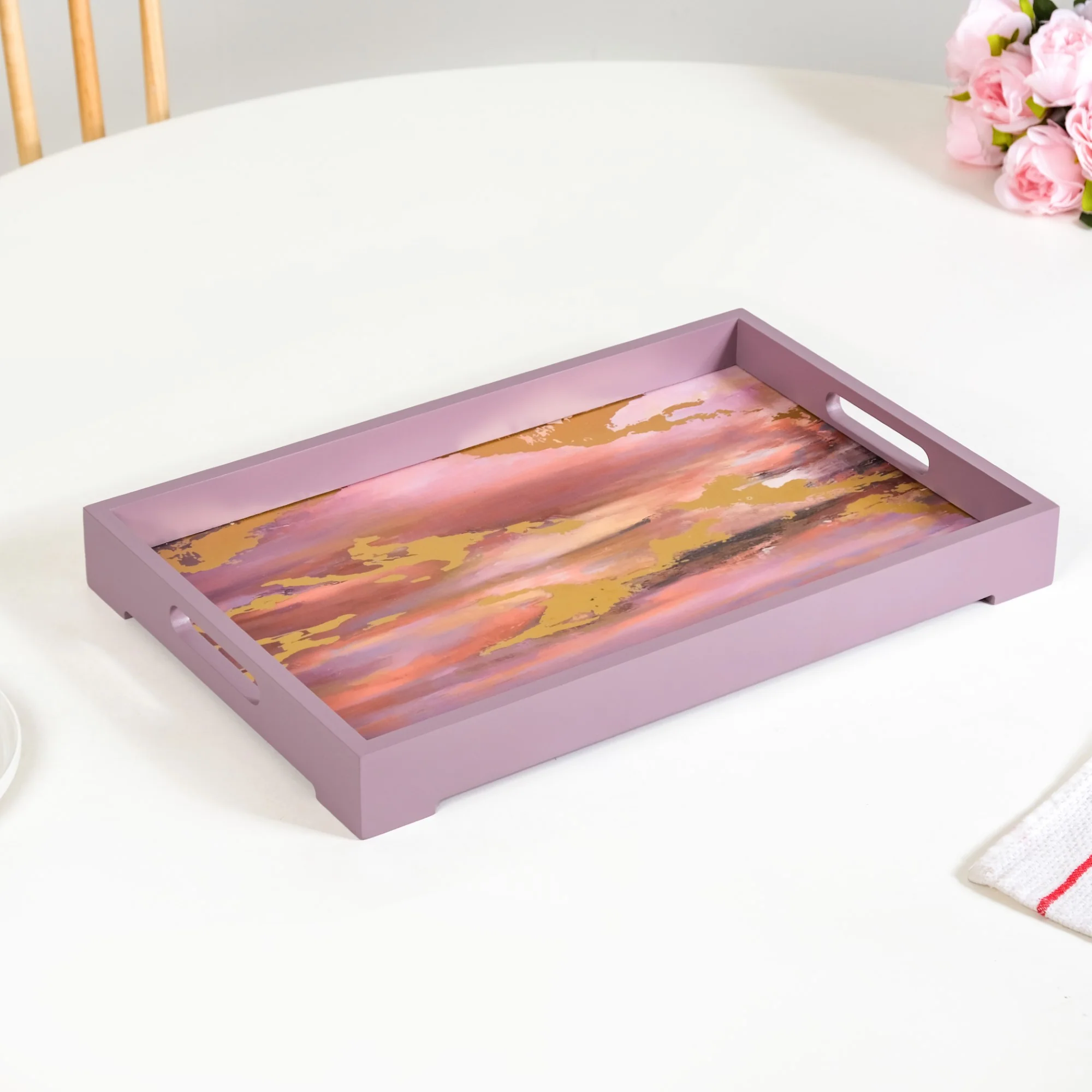 Impressionism Sky Art Tray Set Of 2 Mauve - Image 7