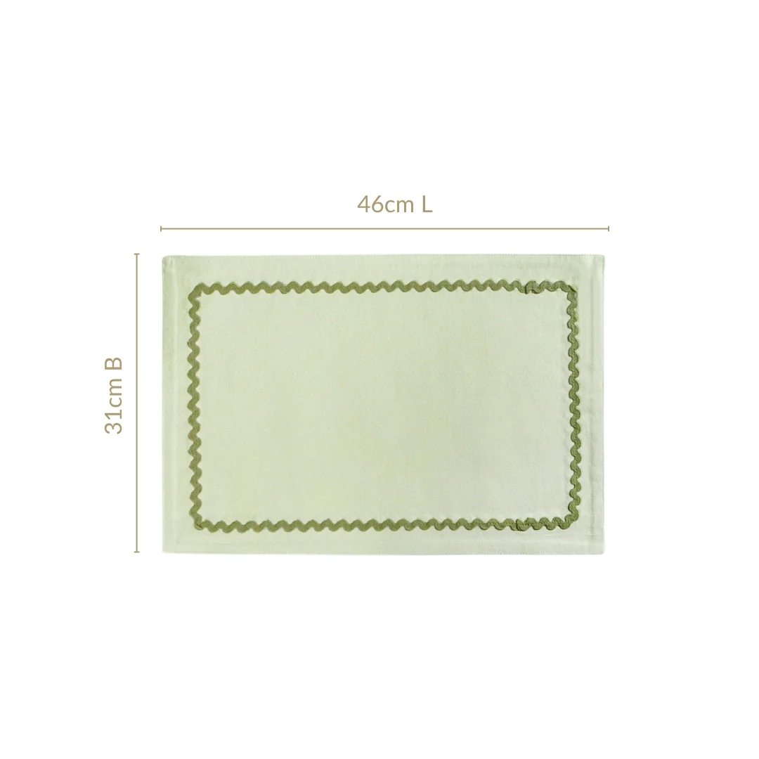 Isabelle Set Of 6 Green Table Mats With Rick Rack - Image 4