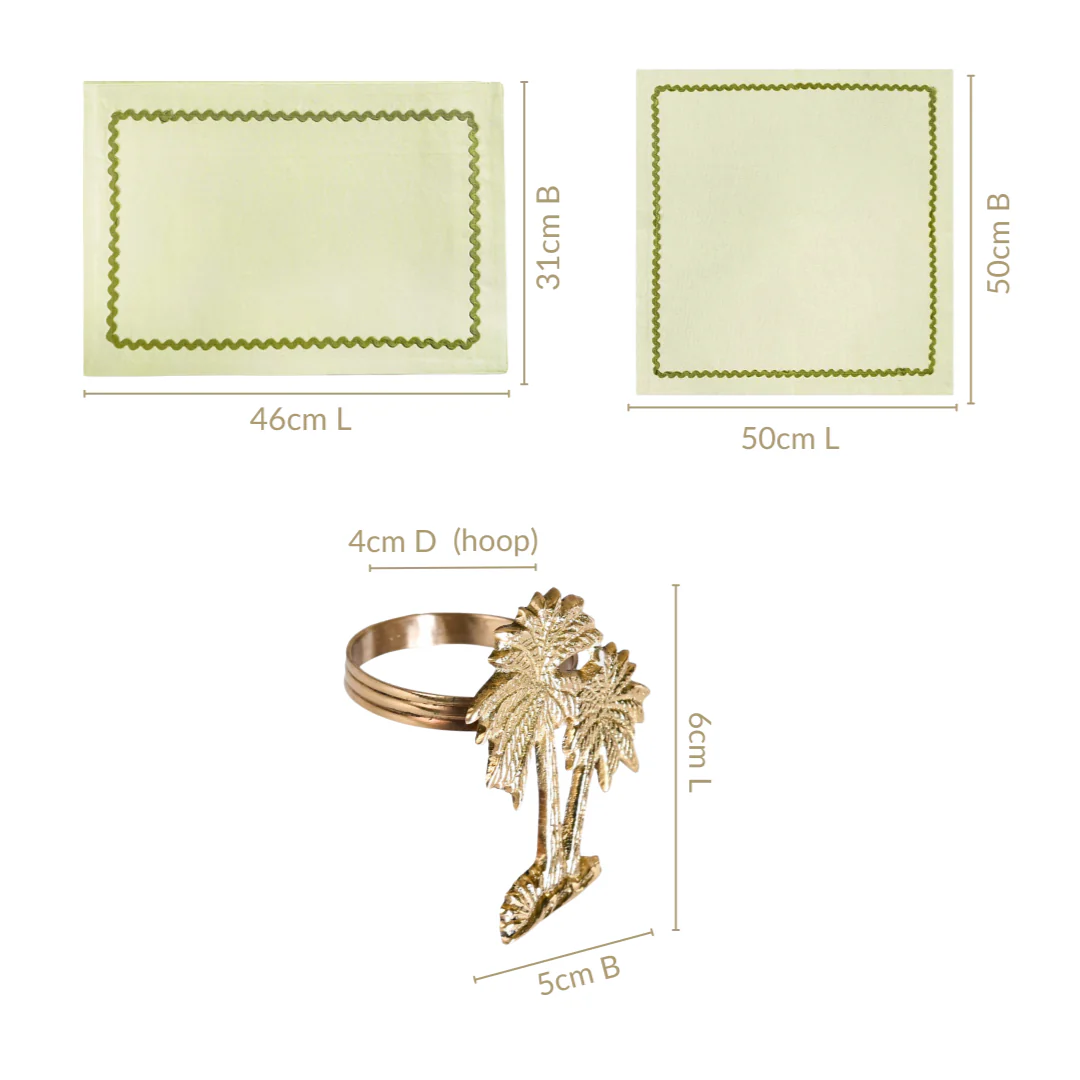 Isabelle Table Linen Gift Hamper Box With Set Of 6 Mats Napkins And Rings - Image 4