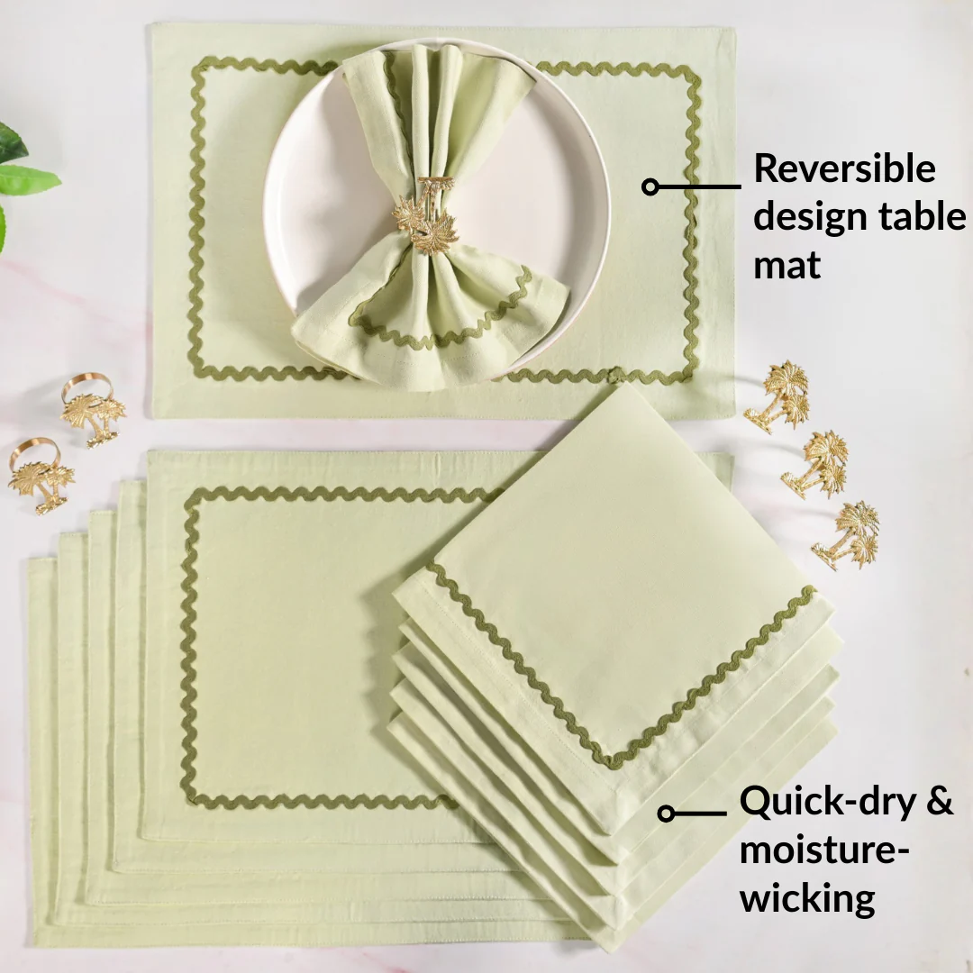 Isabelle Table Linen Gift Hamper Box With Set Of 6 Mats Napkins And Rings - Image 7