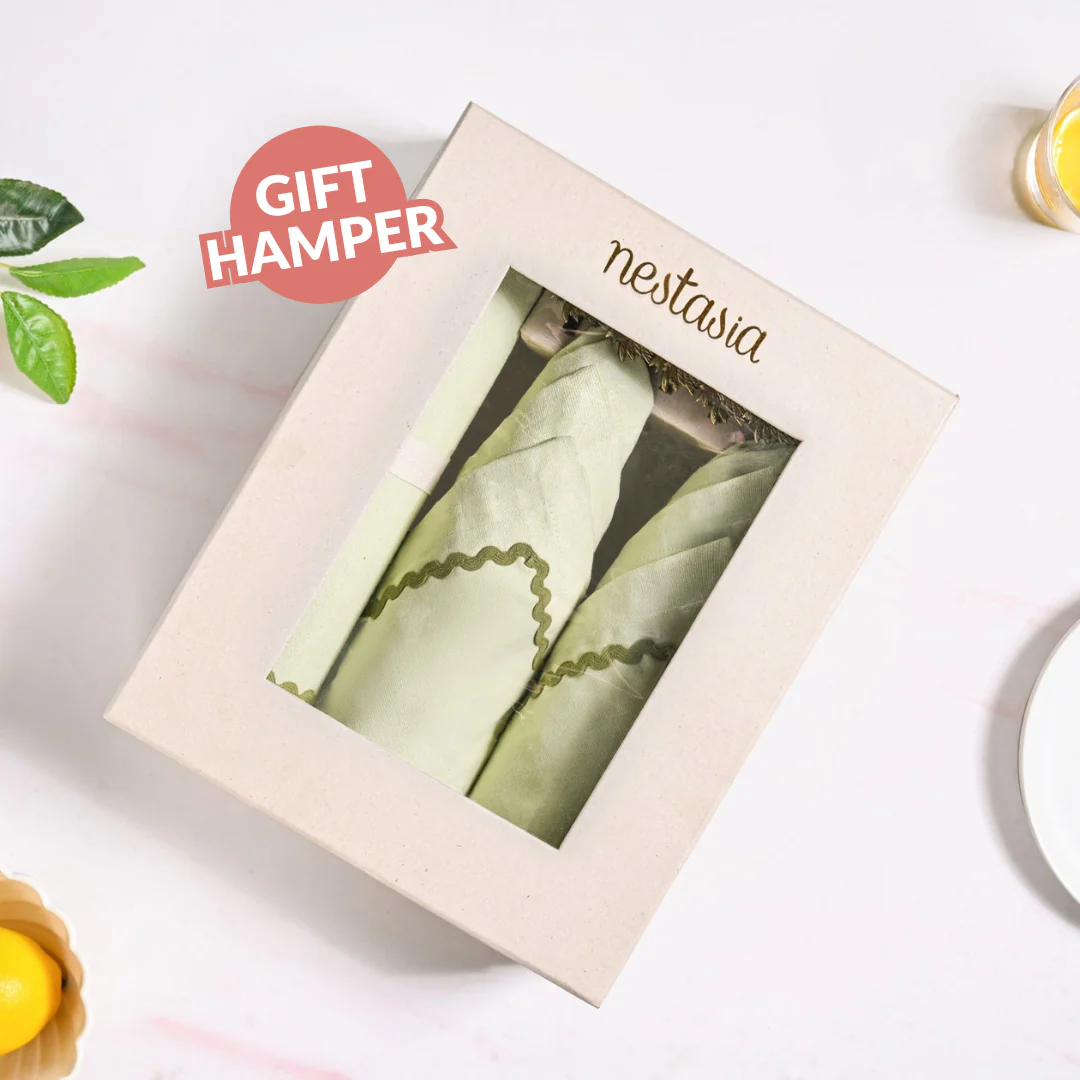 Isabelle Table Linen Gift Hamper Box With Set Of 6 Mats Napkins And Rings - Image 9