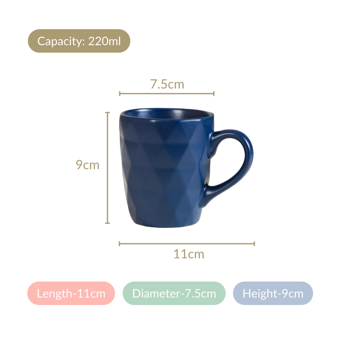 Just-The-Right-Size Tea Coffee Mug Set Of 6 Navy Blue 220ml - Image 5