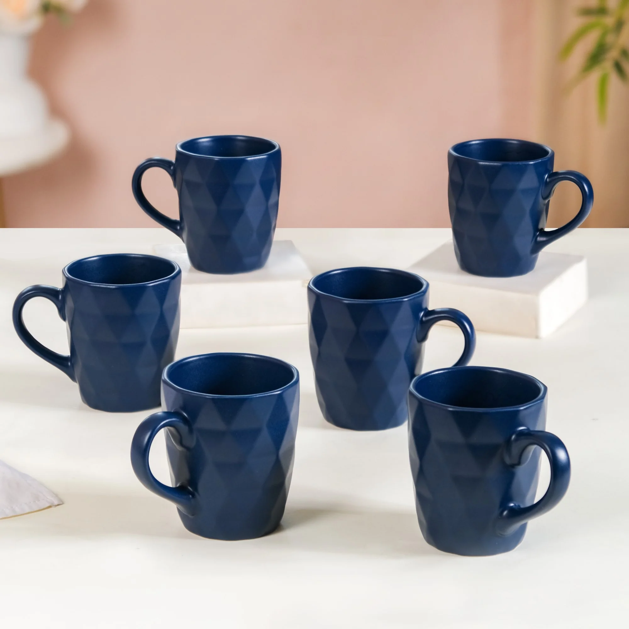 Just-The-Right-Size Tea Coffee Mug Set Of 6 Navy Blue 220ml - Image 8