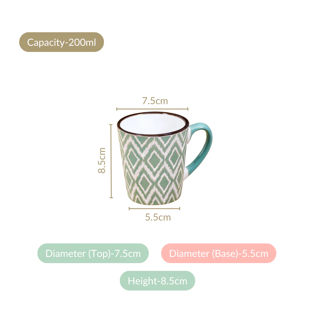 Kaleido Tea Cup Set Of 6 Green 200ml - Image 4