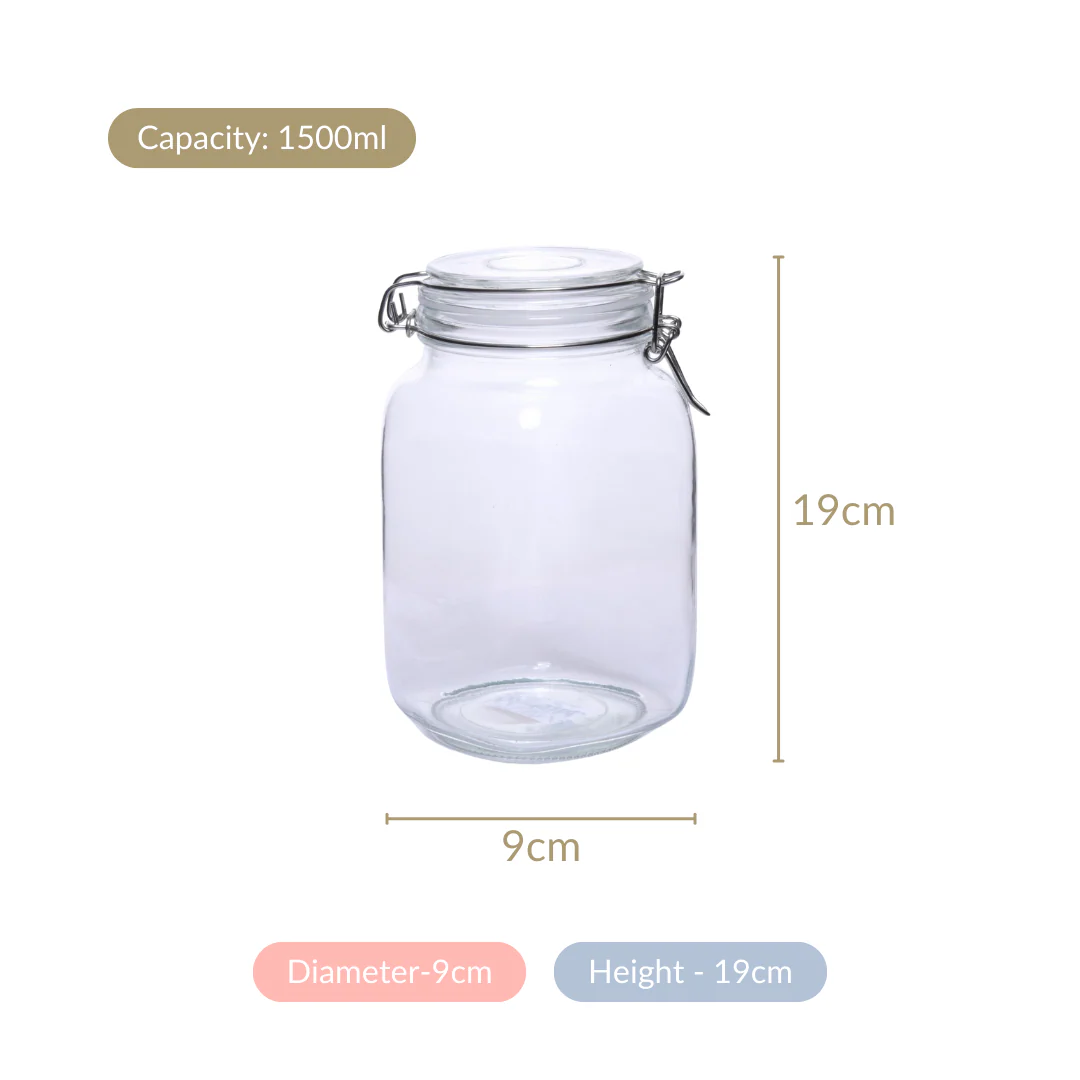 Kitchen Jars With Airtight Clip Lids Set Of 4 1500ml - Image 15