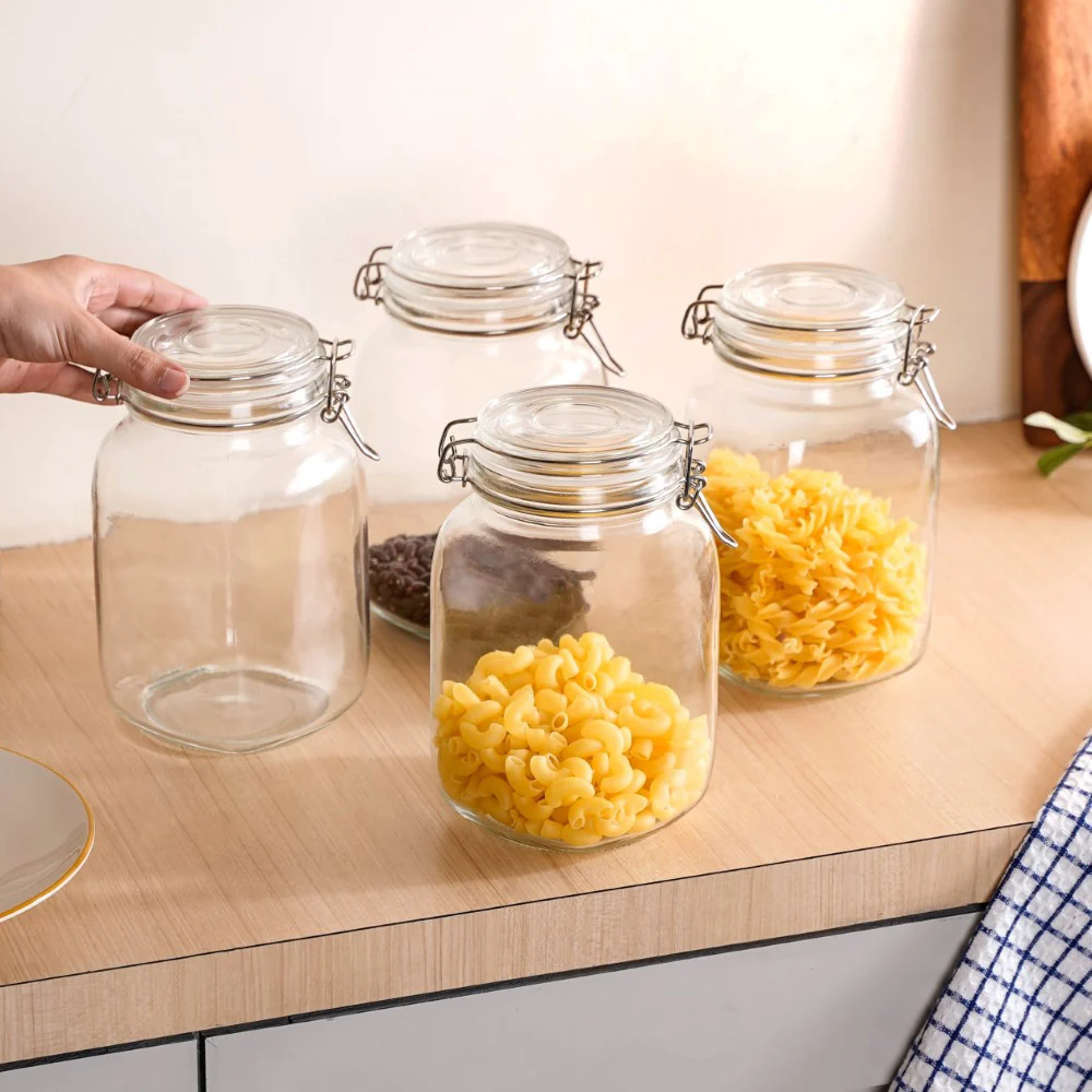 Kitchen Jars With Airtight Clip Lids Set Of 4 1500ml - Image 4
