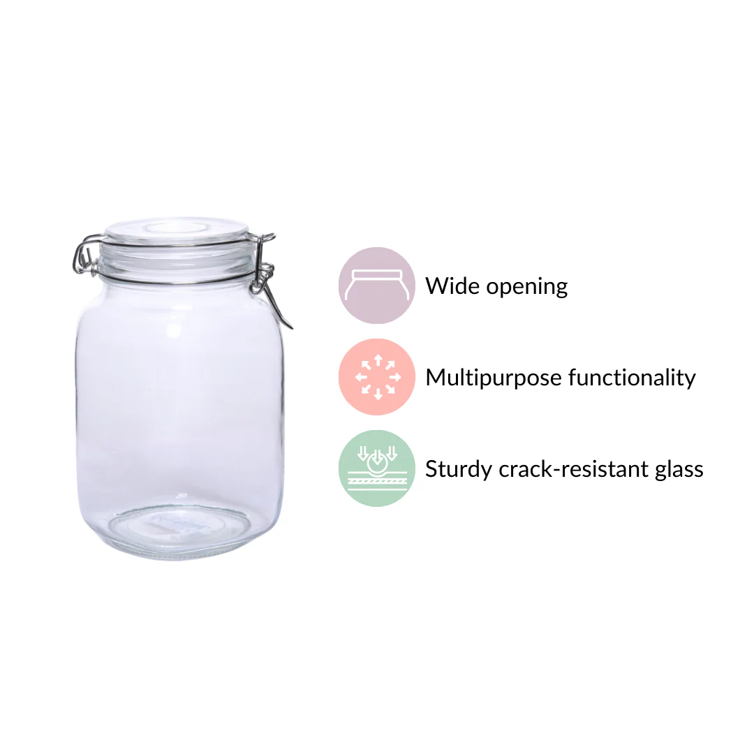 Kitchen Jars With Airtight Clip Lids Set Of 4 1500ml - Image 6