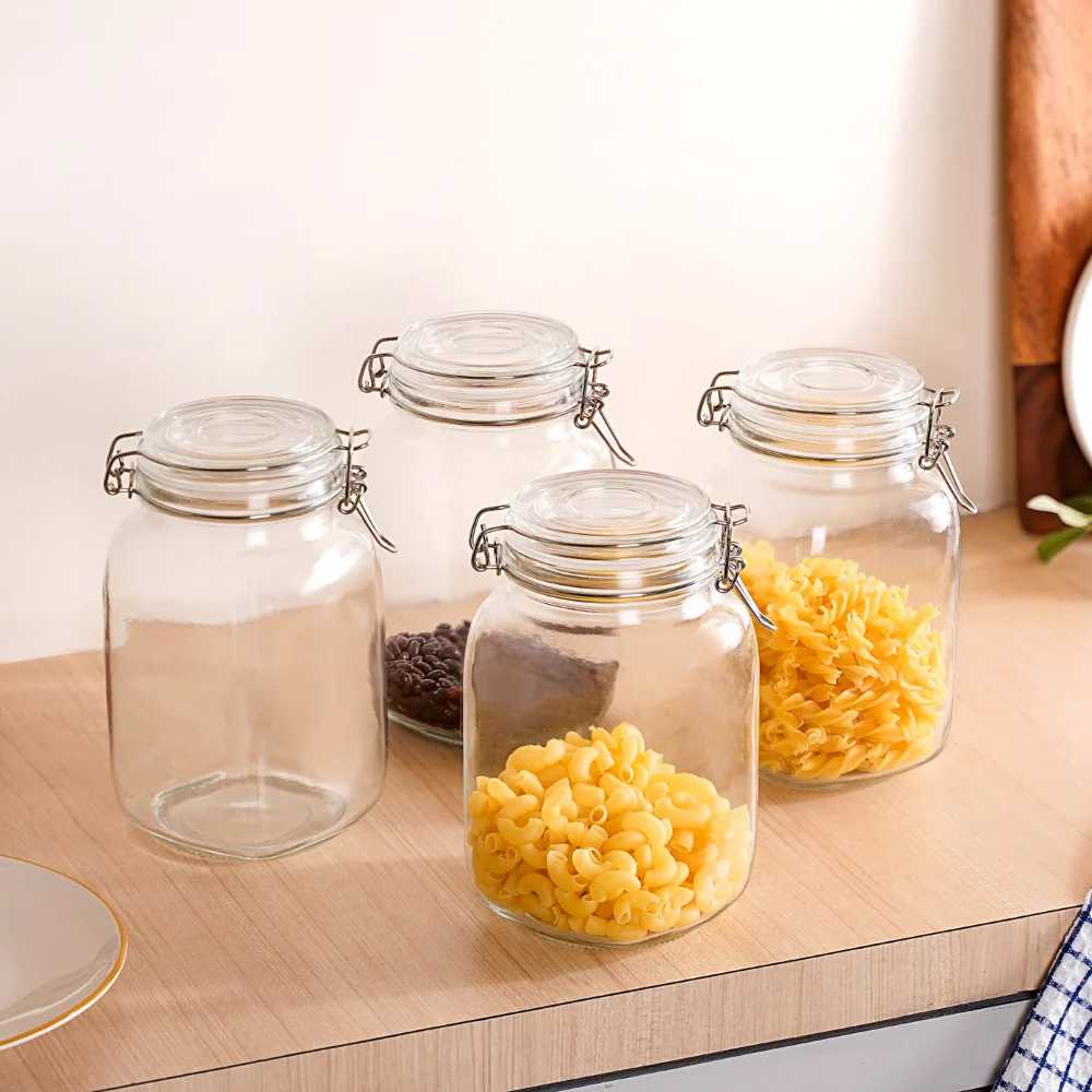 Kitchen Jars With Airtight Clip Lids Set Of 4 1500ml - Image 9