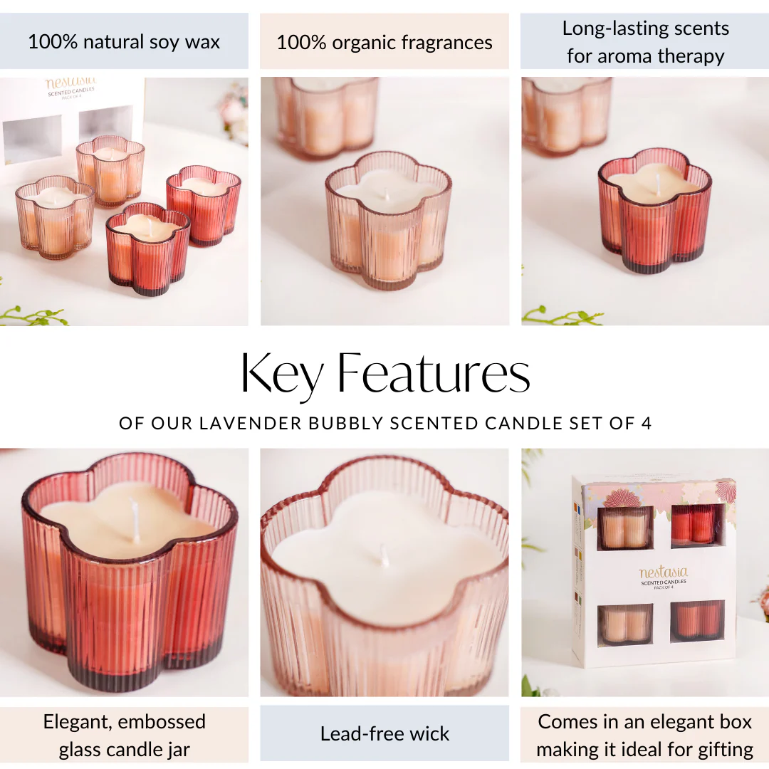 Lavender Bubbly Scented Candle Gift Set Of 4 - Image 5