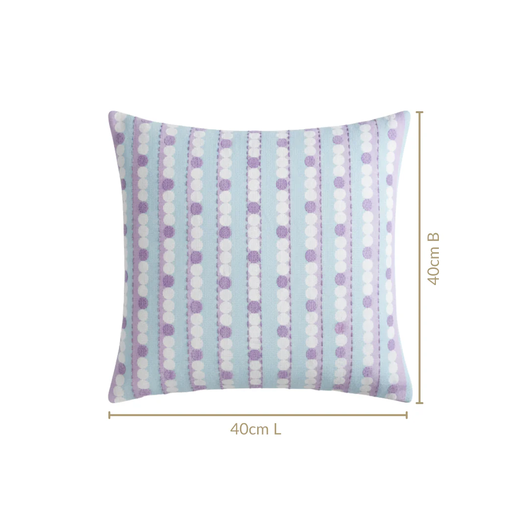 Lavender Lanes Cotton Embroidered Cushion Cover 40x40cm - Image 3