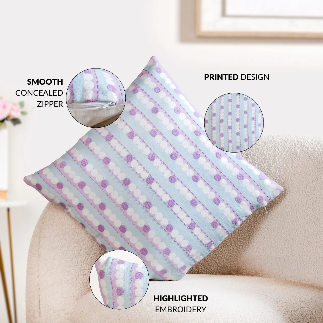 Lavender Lanes Cotton Embroidered Cushion Cover 40x40cm - Image 4