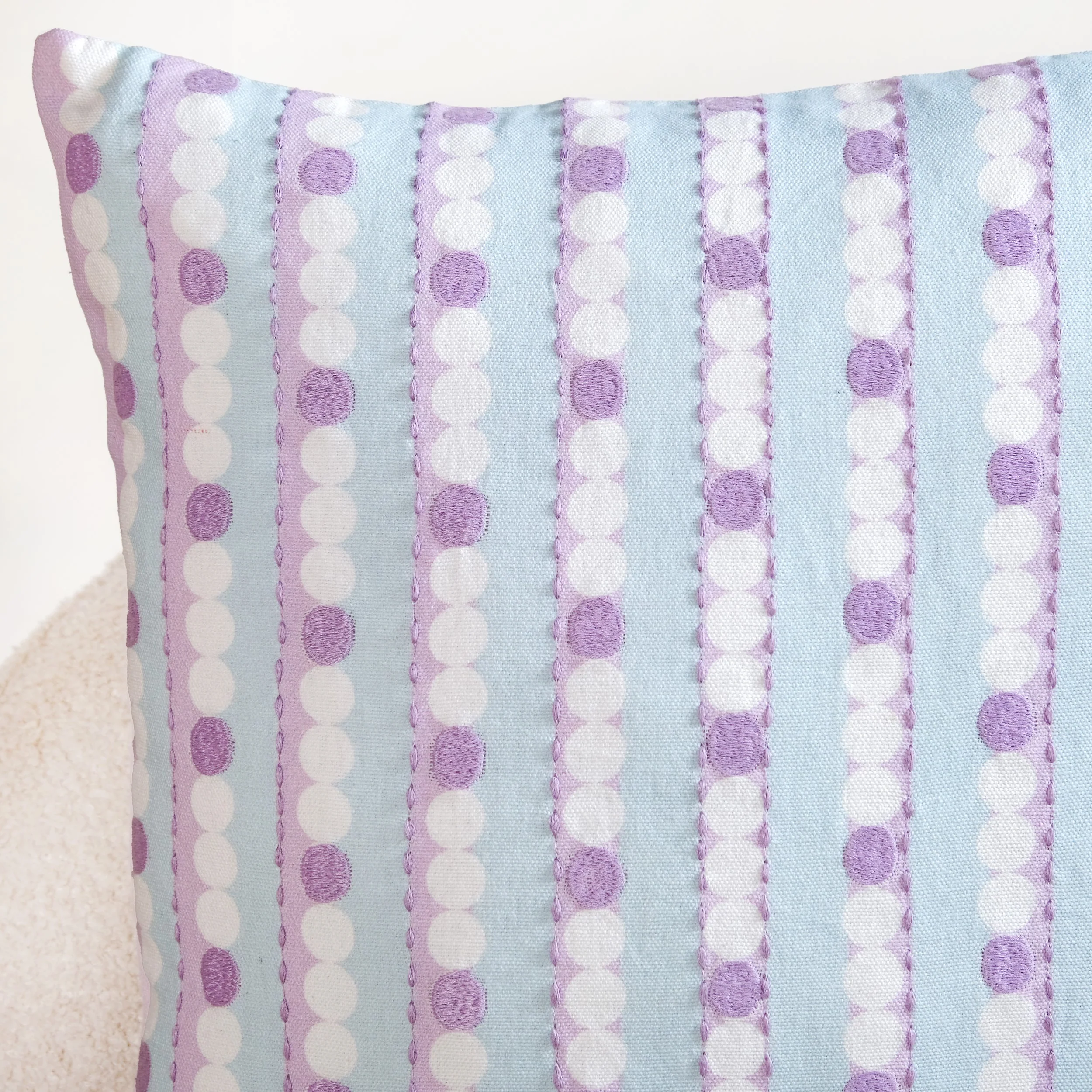 Lavender Lanes Cotton Embroidered Cushion Cover 40x40cm - Image 7
