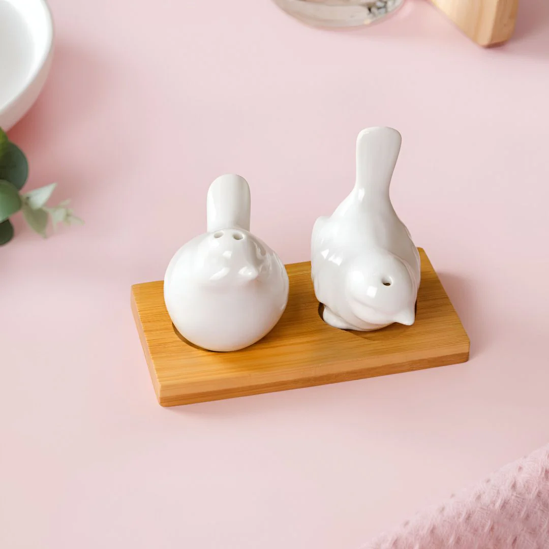 Lovebirds Salt And Pepper Shaker Set With Stand - Image 10