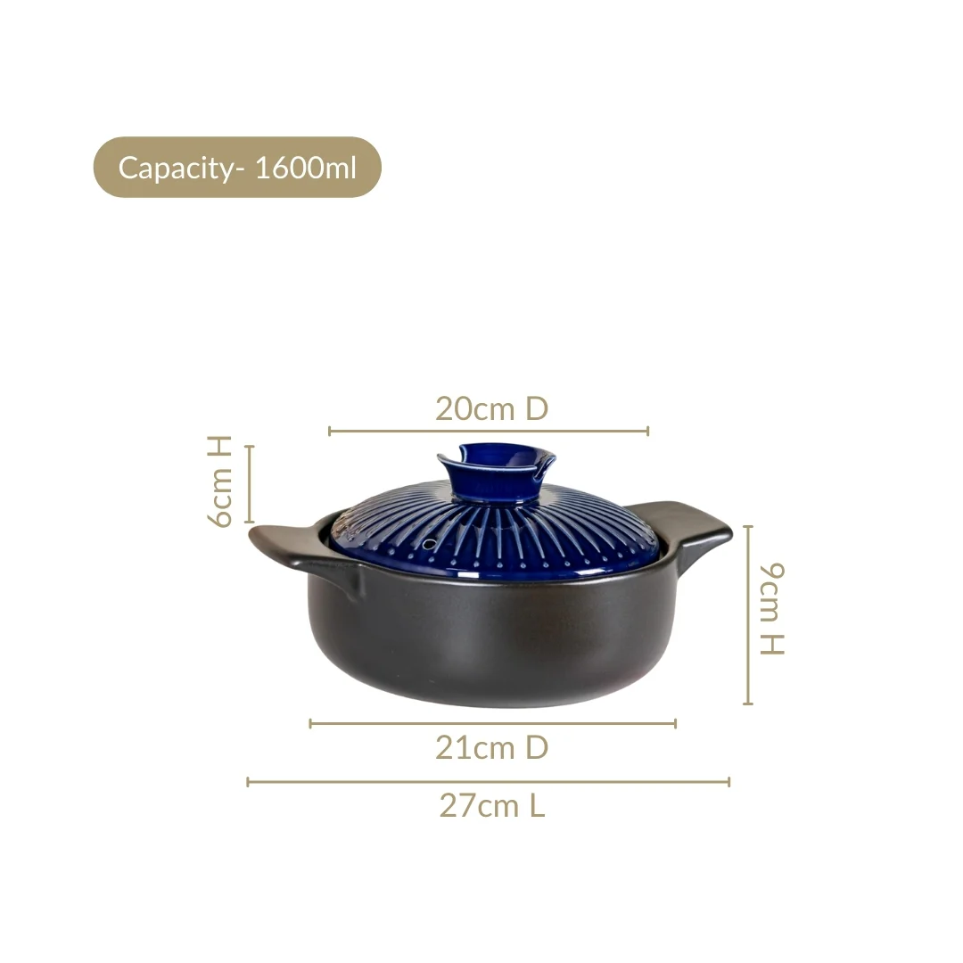 Lumea Japanese Style Earthenware Clay Cooking Pot 1600ml - Image 3