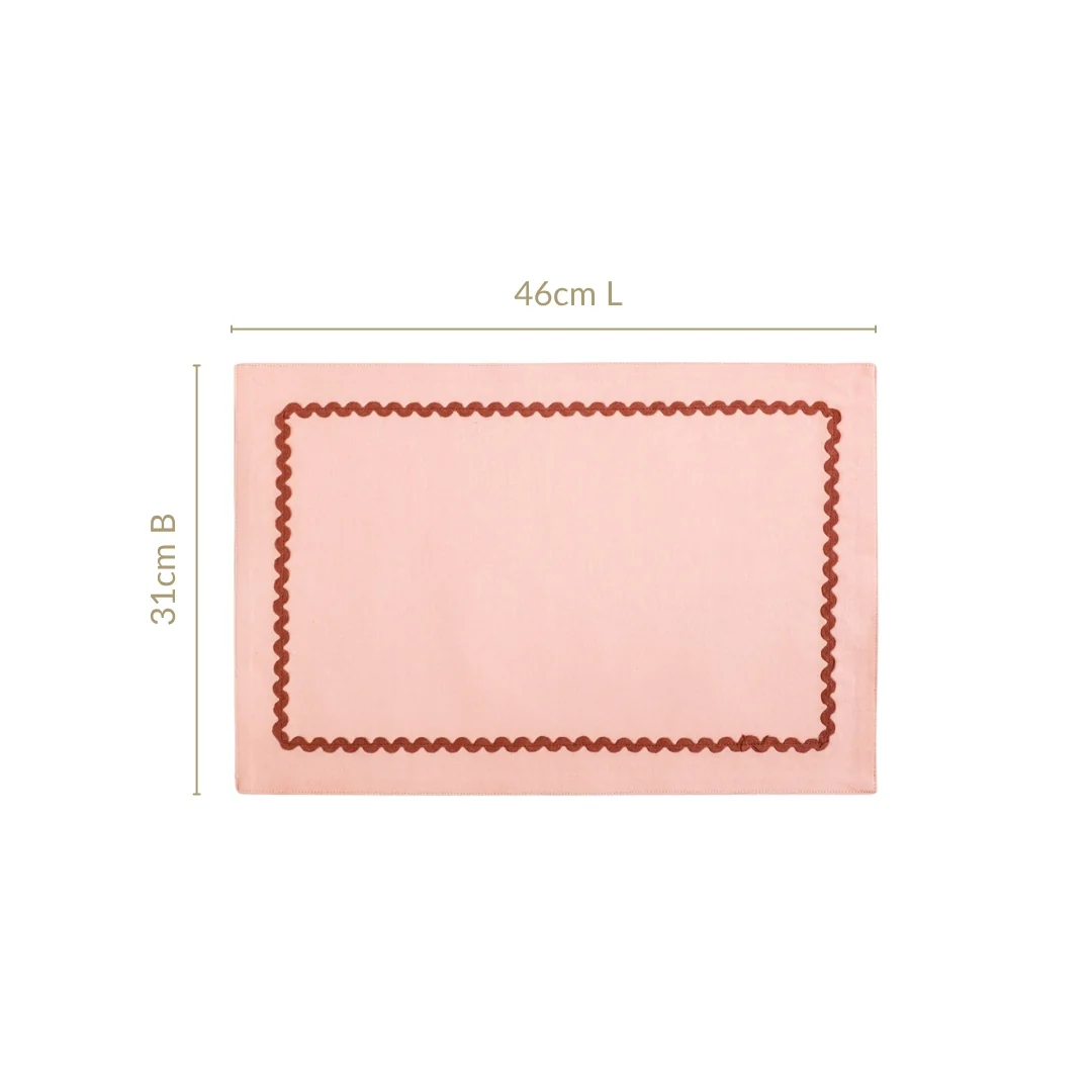 Madeline Peach Set Of 4 Reversible Cotton Placemats - Image 4