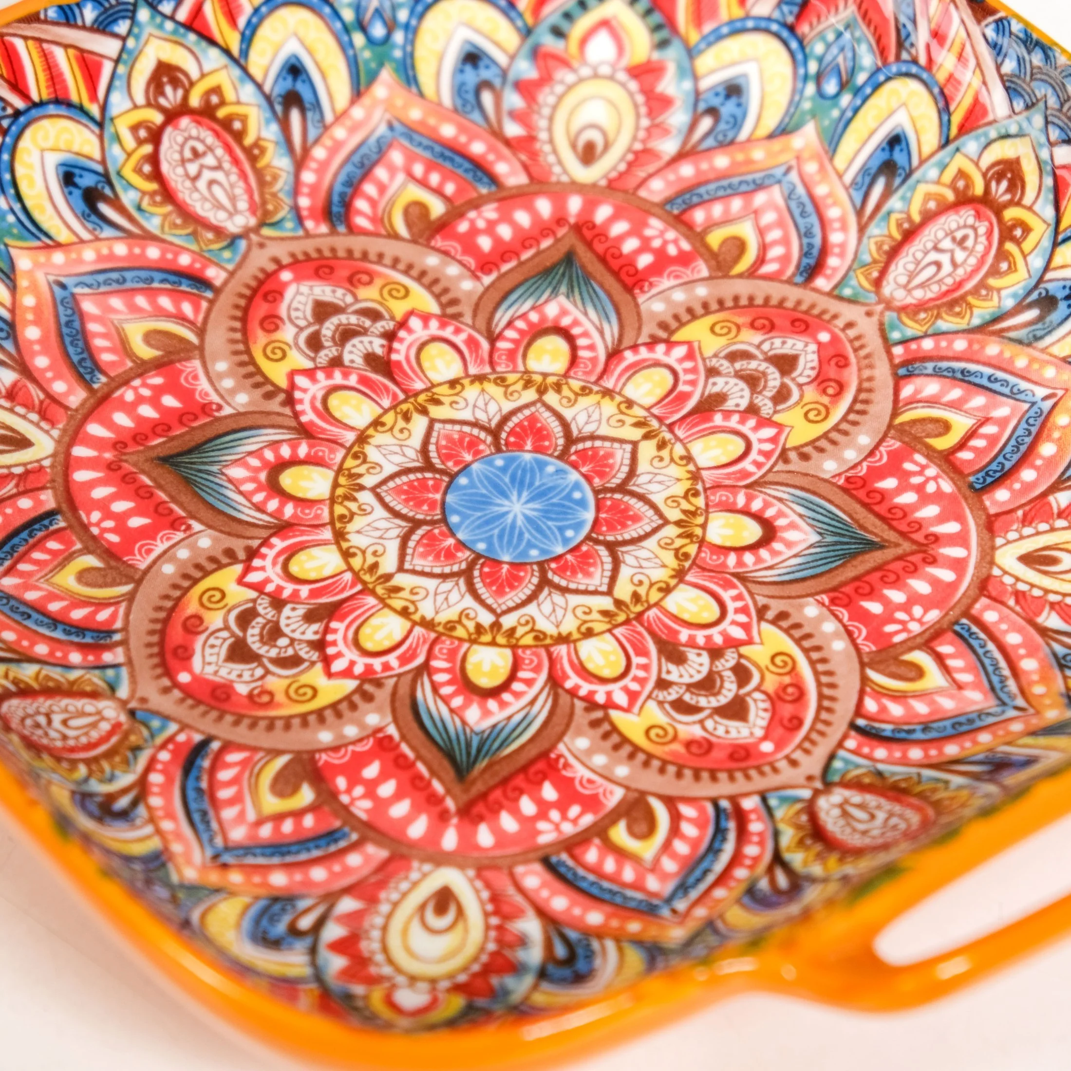Mandala Melange Square Ceramic Serving Platter Orange - Image 6