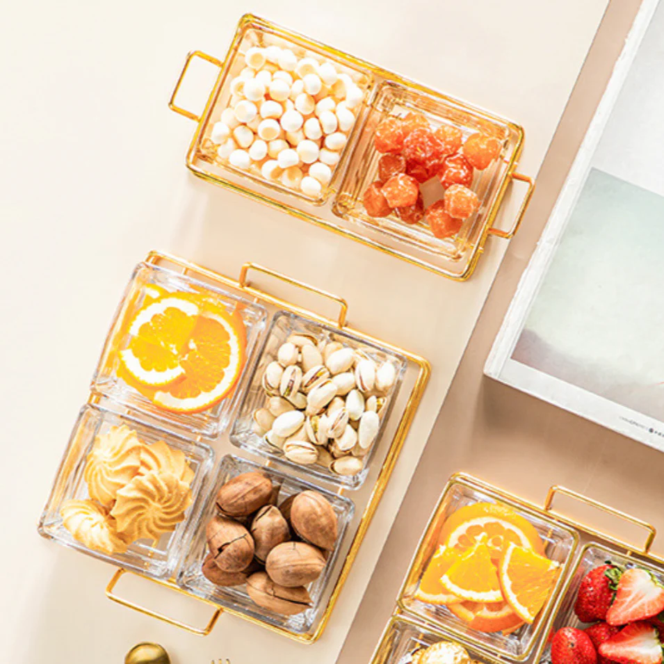 Metal Tray with Glass Bowls Set of 2 - Image 10