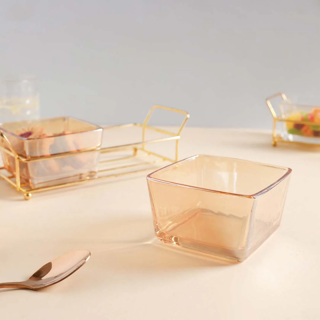 Metal Tray with Glass Bowls Set of 2 - Image 11