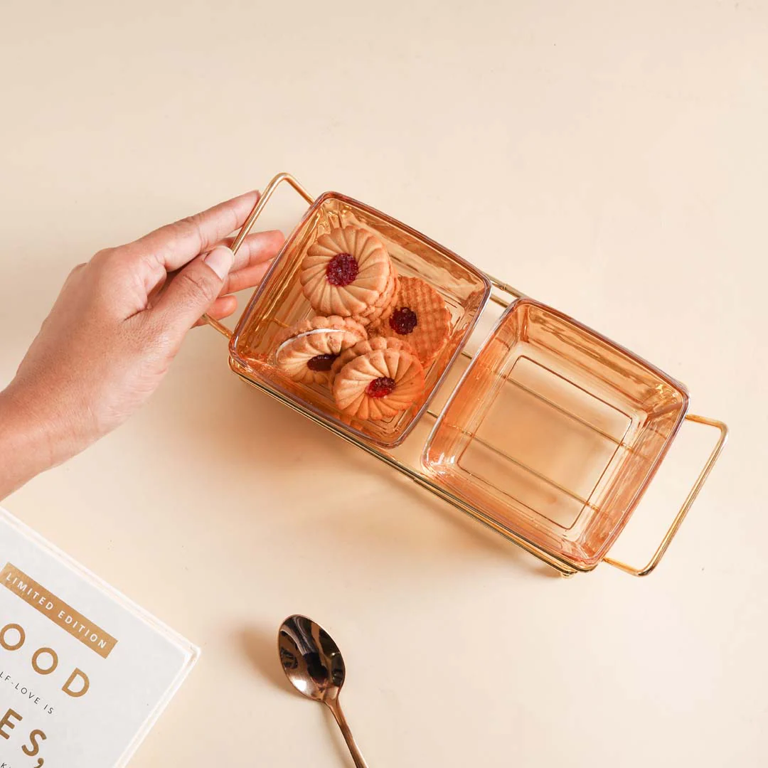 Metal Tray with Glass Bowls Set of 2 - Image 4