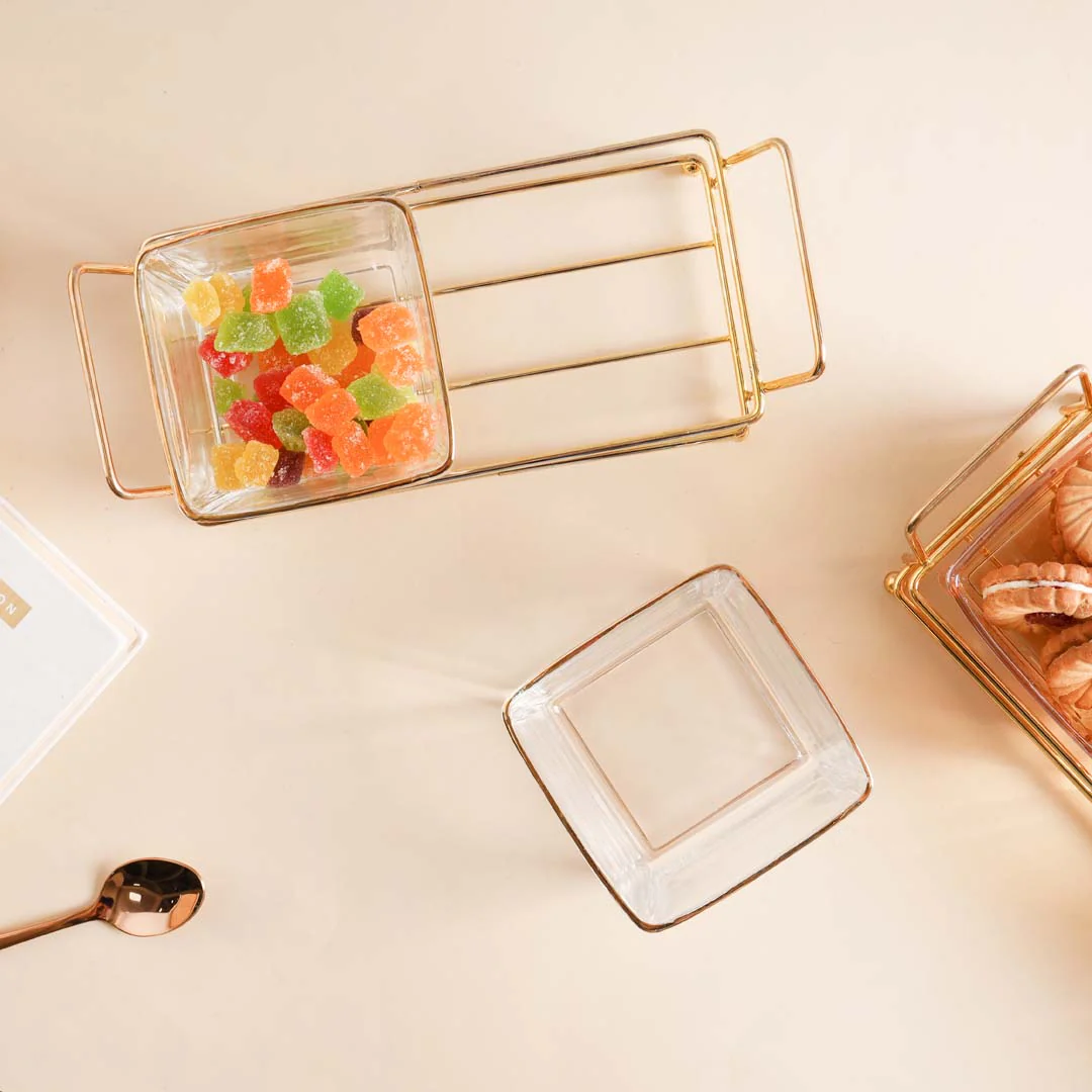 Metal Tray with Glass Bowls Set of 2 - Image 5