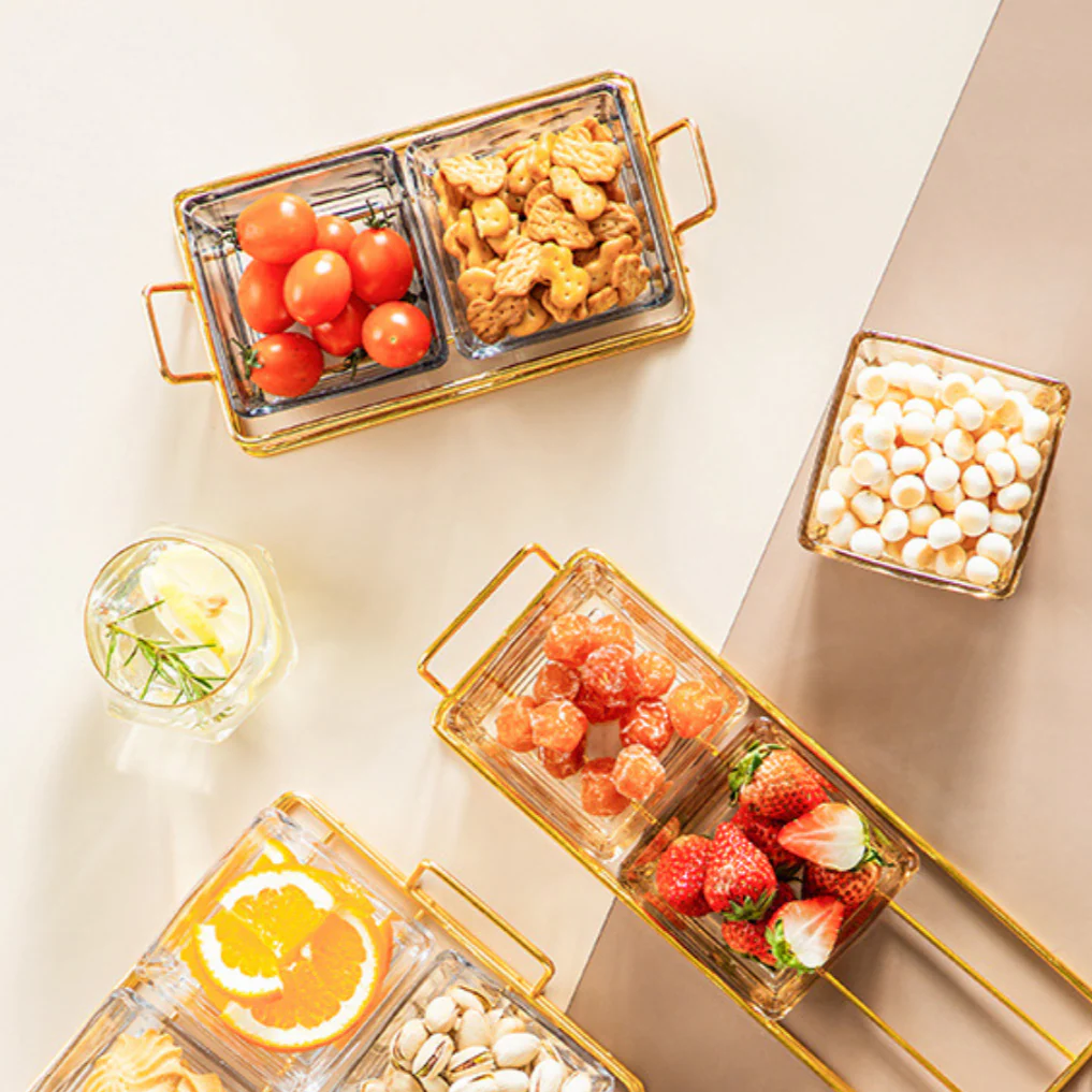 Metal Tray with Glass Bowls Set of 2 - Image 9