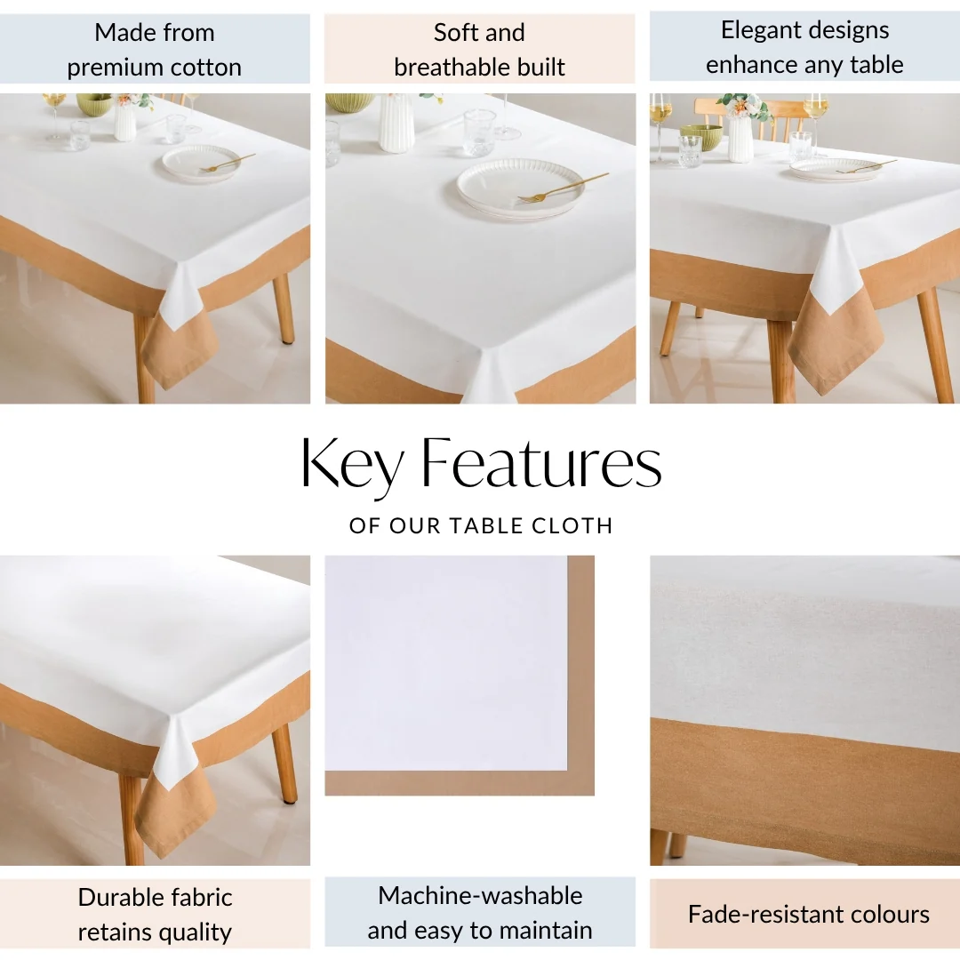 Midori Cotton Tablecloth For 6 Seater In Brown 200x150cm - Image 4