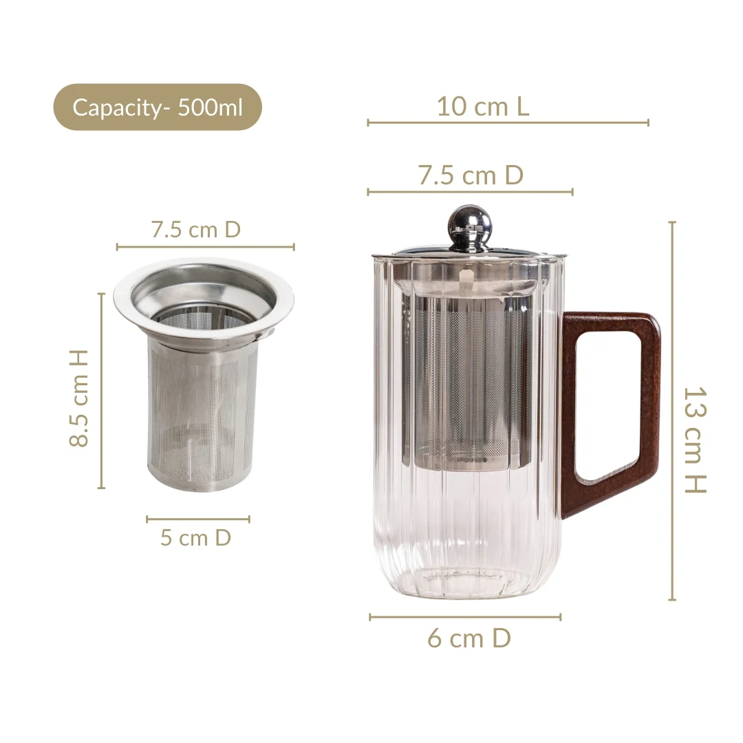Modern Fluted Glass 2 In 1 Infuser Mug 500ml - Image 4