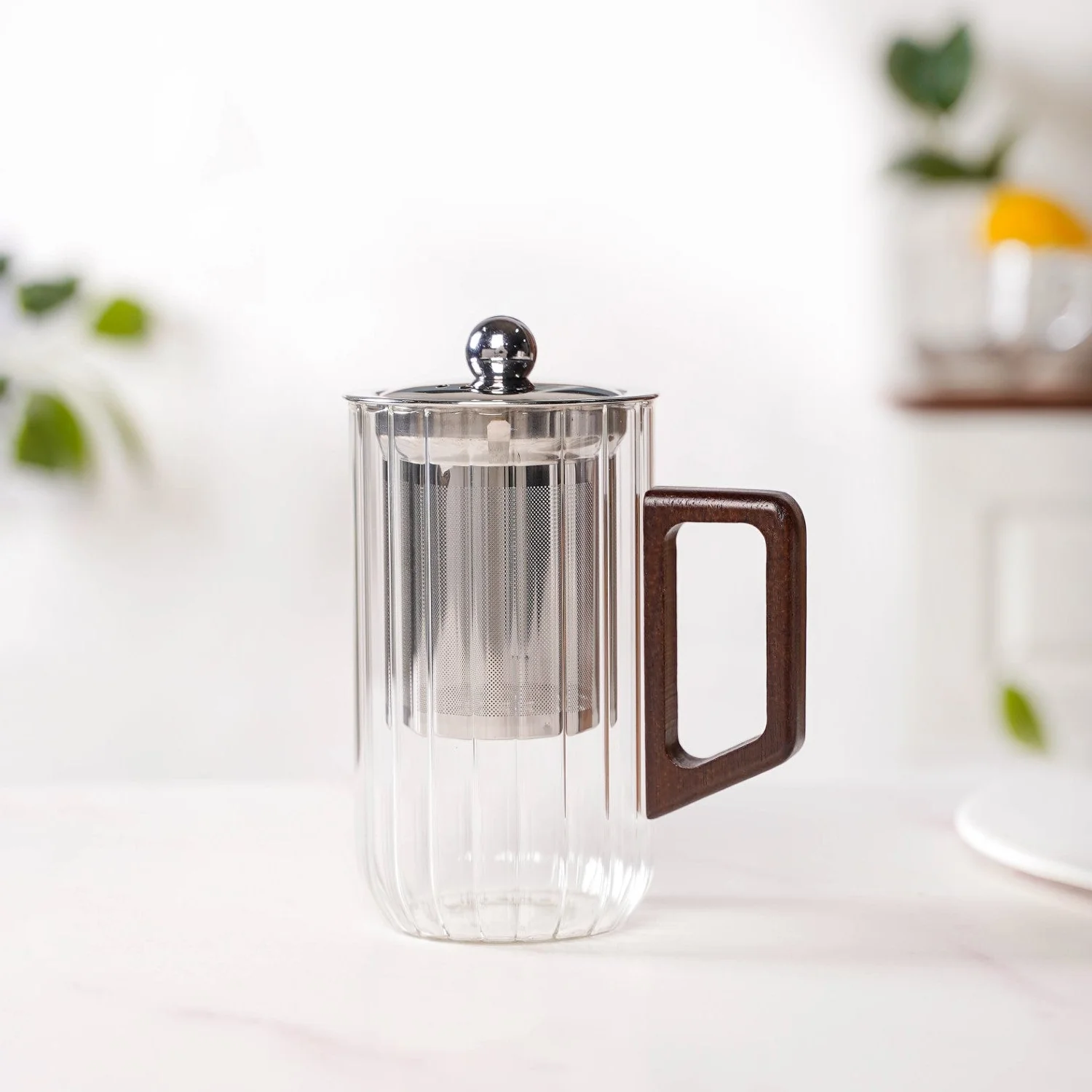 Modern Fluted Glass 2 In 1 Infuser Mug 500ml - Image 9
