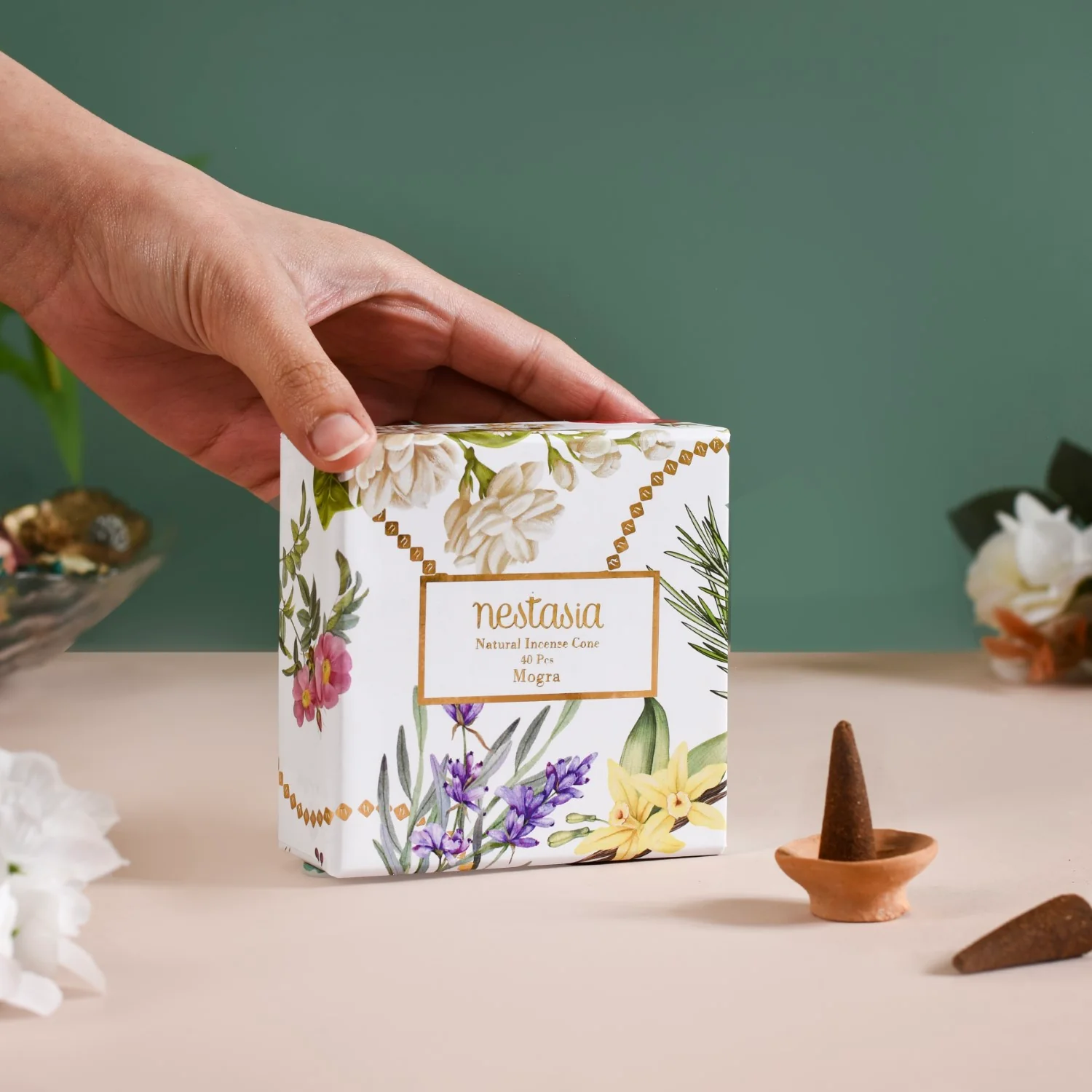 Mogra Aromatic Incense Cones Pack Of 40 - Image 4