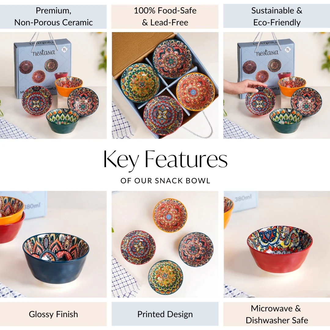 Multicolour Mandala Snack Bowl Set Of 4 380ml - Image 5
