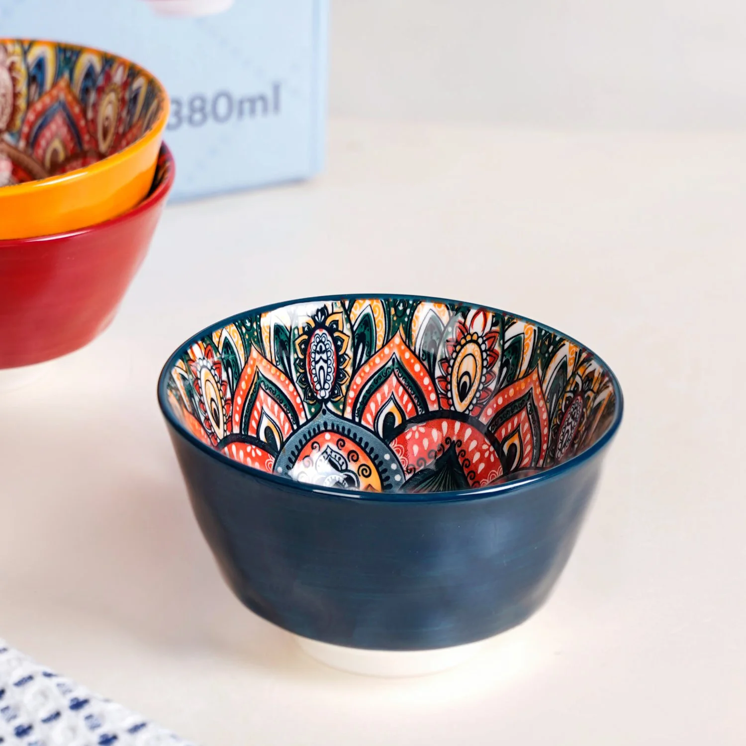 Multicolour Mandala Snack Bowl Set Of 4 380ml - Image 7