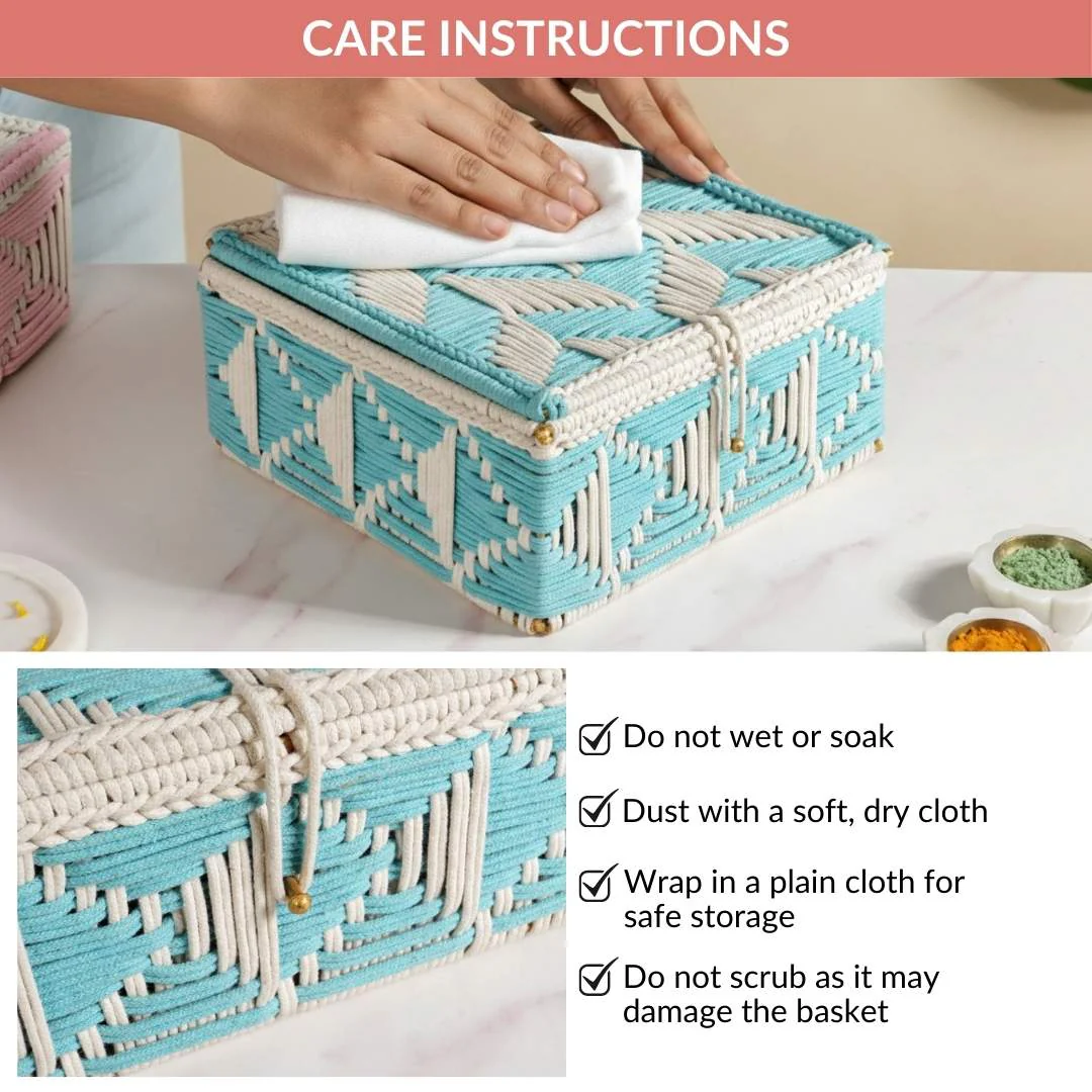 Multipurpose Handwoven Storage Basket Blue And White - Image 10