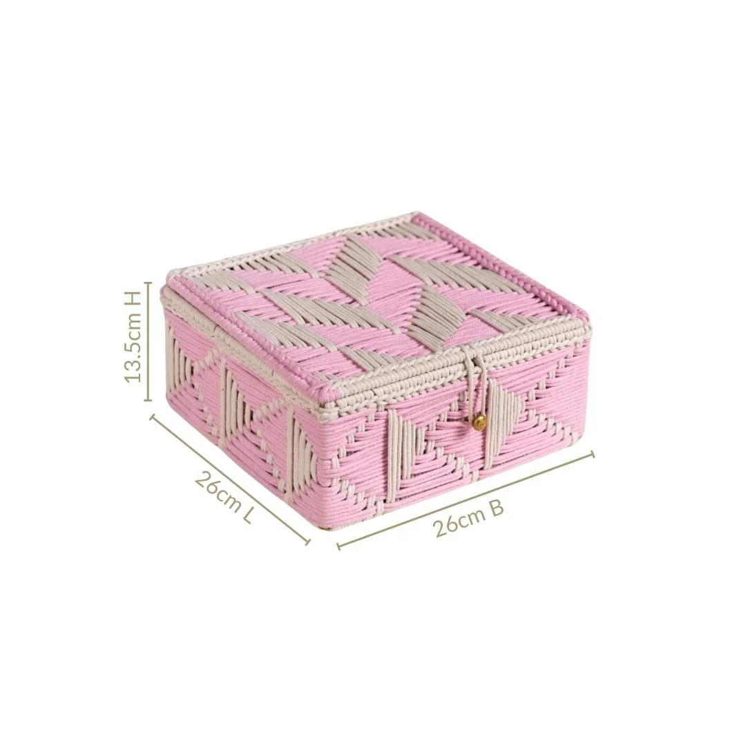 Multipurpose Handwoven Storage Basket Pink And White - Image 4